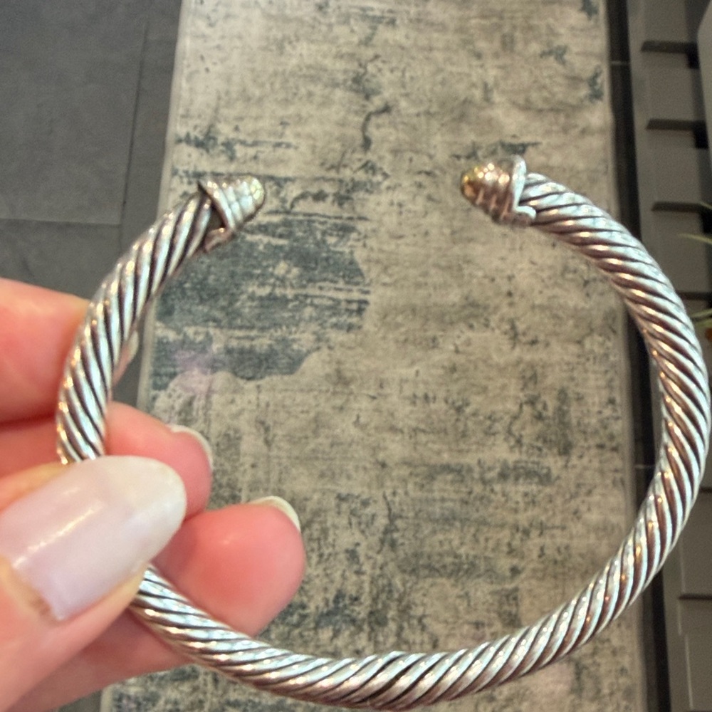 Twisted Cable Cuff Bracelet in Silver and gold Tone